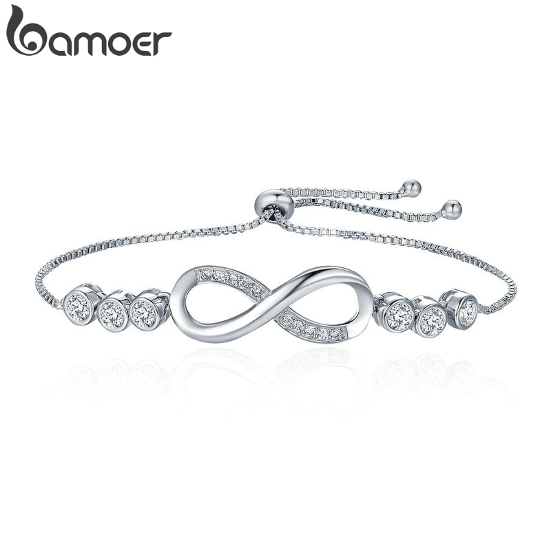 Bamoer Vendita Calda D'argento Popolari di Colore Endless Love Infinity Del Braccialetto Del Merletto Up Bracciali Tennis per Le Donne Gioelleria Raffinata E Alla Moda YIB037