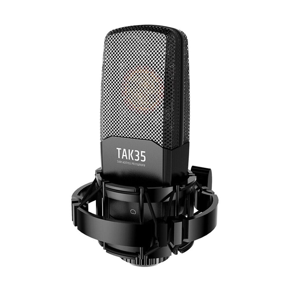 TAKSTAR TAK35 Recording Microphone Condenser Cardioid Mic with Metal Windscreen Shock Mount Network Karaoke Live