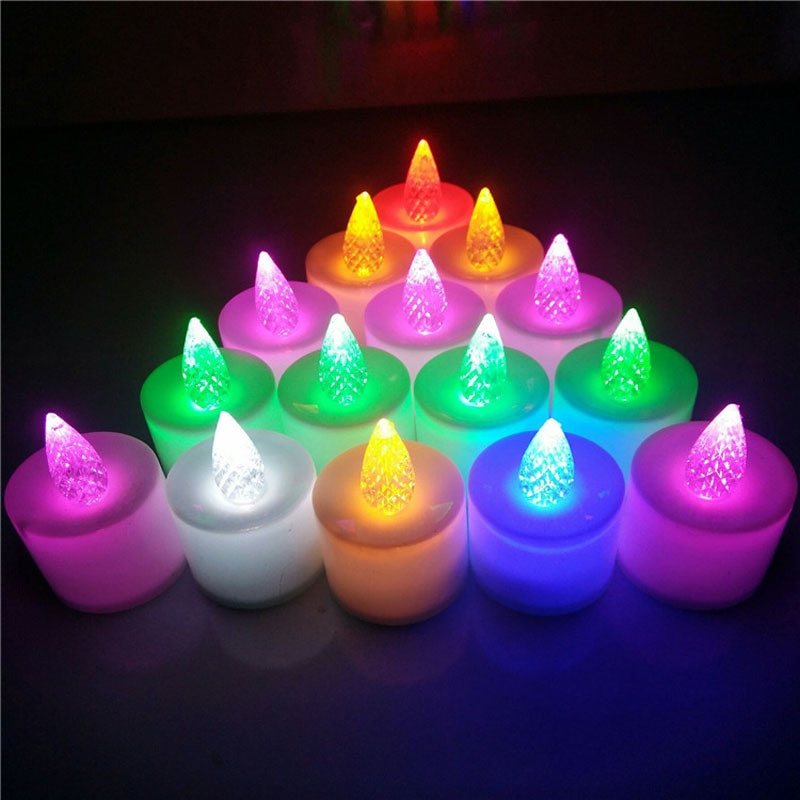 1 pcs LED kaars Multicolor Lamp Simulatie Kleur Vlam Kleurrijke lamp Kristal hoofd Partijen en verjaardagen