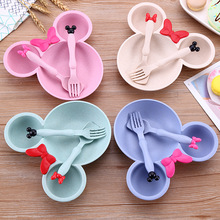 3 Stks/set Tarwe Stro Kinderen Schotel Babyvoeding Kom Kinderen Servies Set Dikker Leuke Baby Kom Bpa Gratis