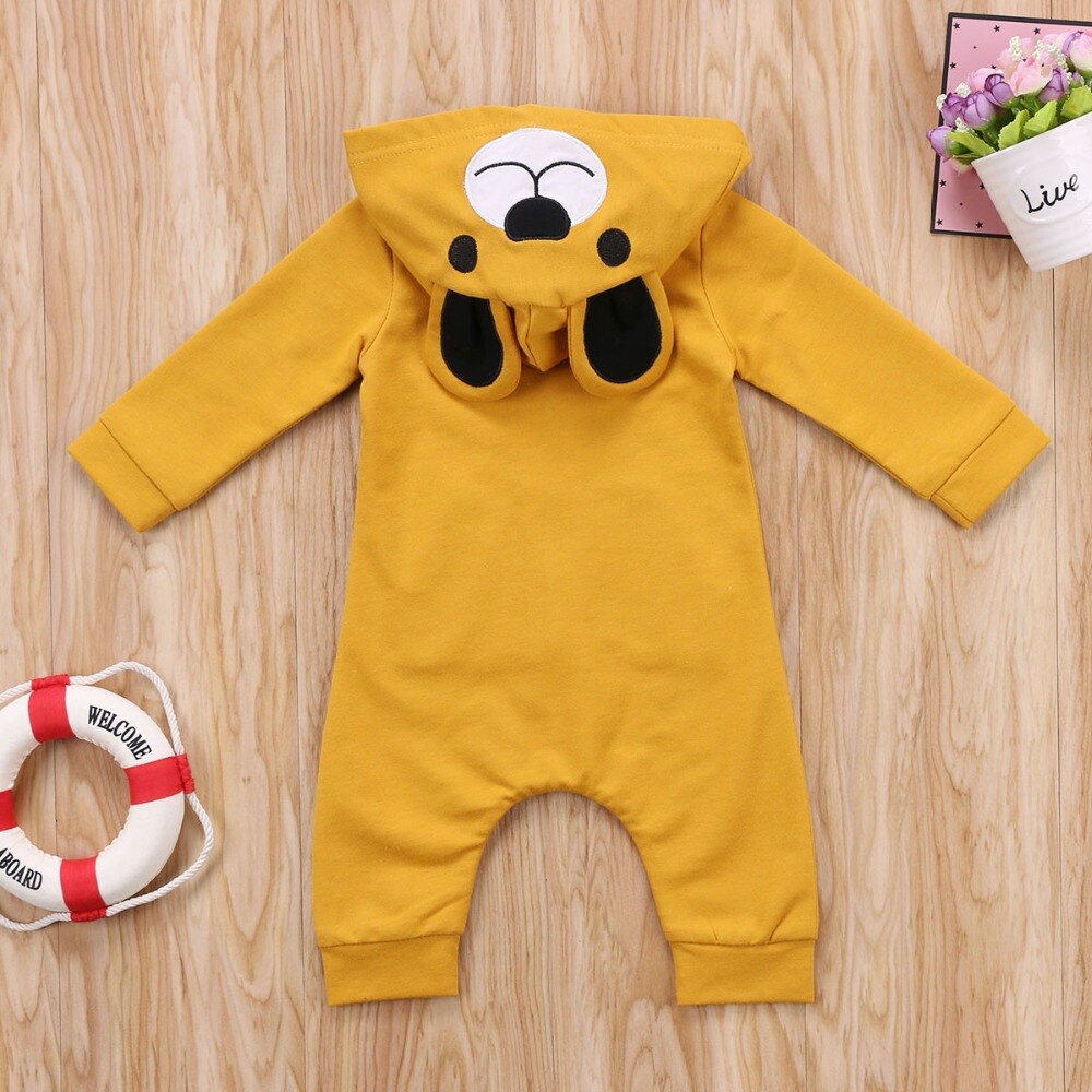 Cute Bear Baby Rompers Newborn Infants Boys Girls Clothes Kids Hooded Jumpsuit Outfit Pullover