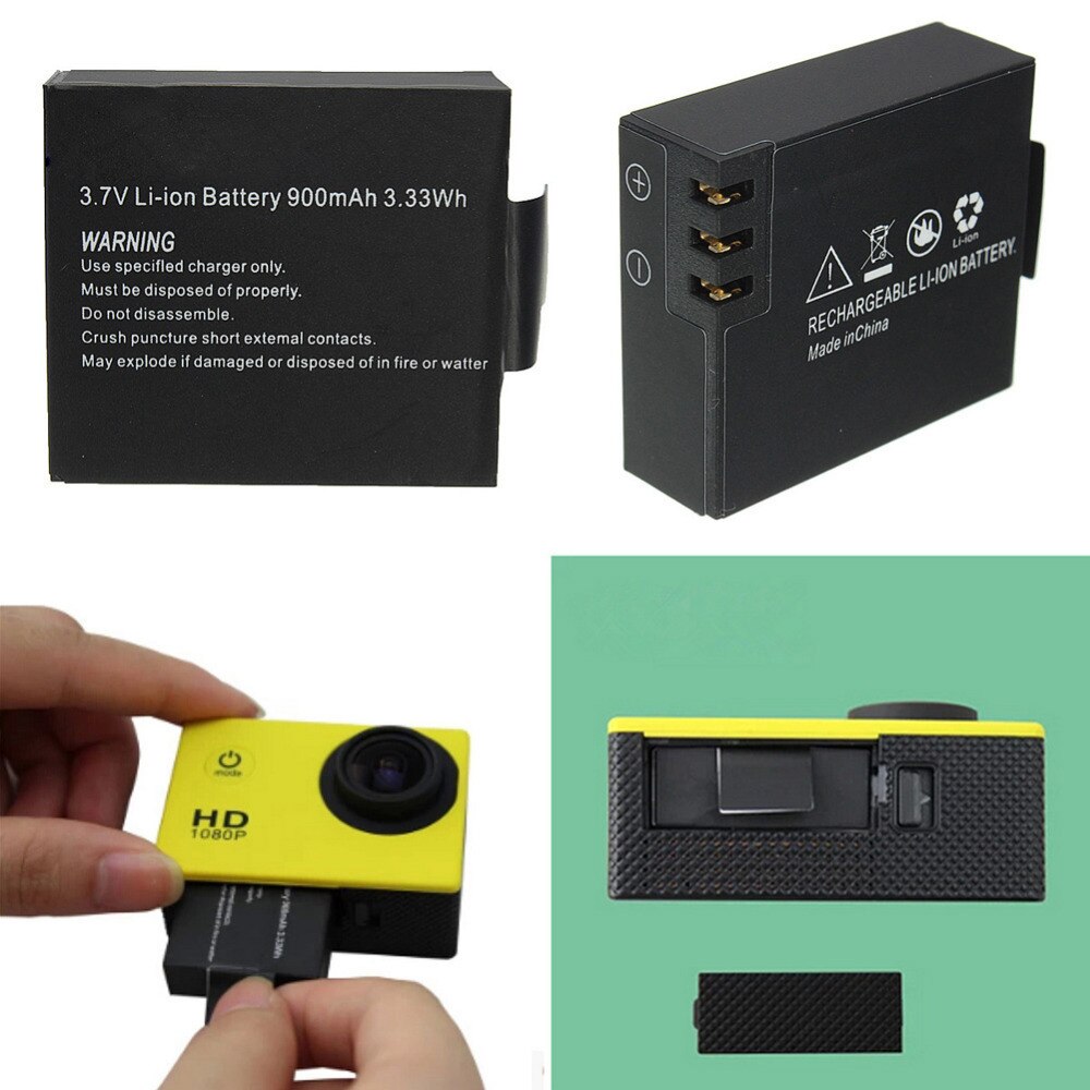 Batería de iones de litio goldfox de 900 mah para cámara de acción sjcam  sj4000 sj5000 sj6000 sj7000 sport dv mini, batería de repuesto.