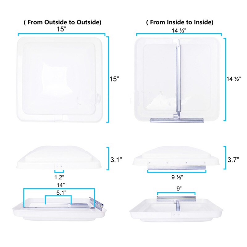 ALWAYSME Roof Air Vent Cover Lid Universal Fits 14X14 " RV Vent