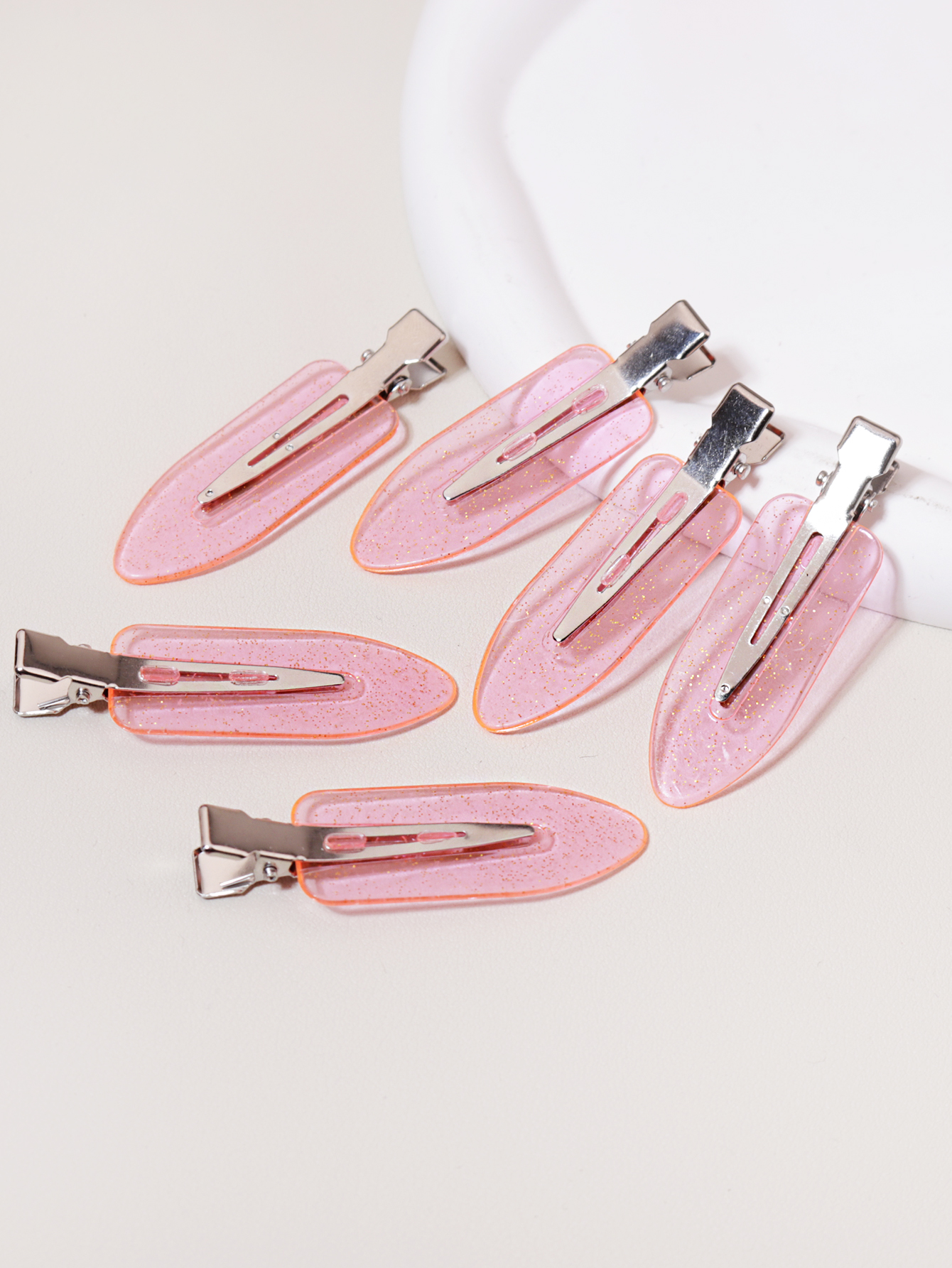 6-delige naadloze haarclips zonder buigen, zijstaven, make-up en gezichtsaccessoires, styling haarclips voor dames: Roze