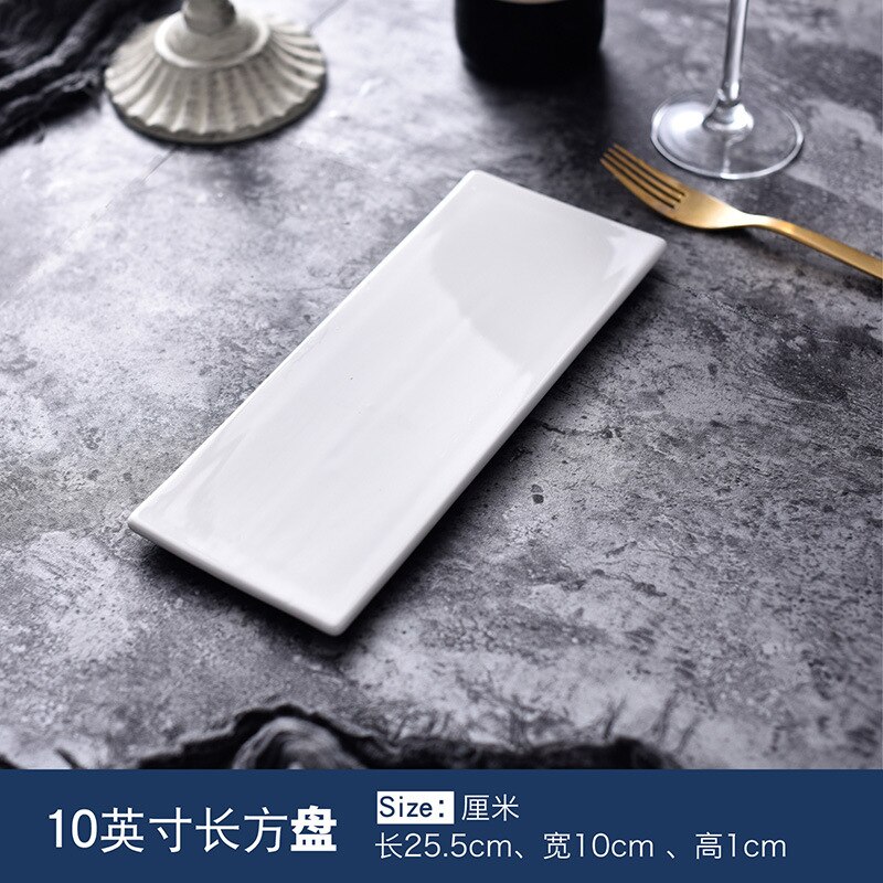 European white plate ceramic plate flat bottom round steak plate Western restaurant tableware cake pizza customization: Green