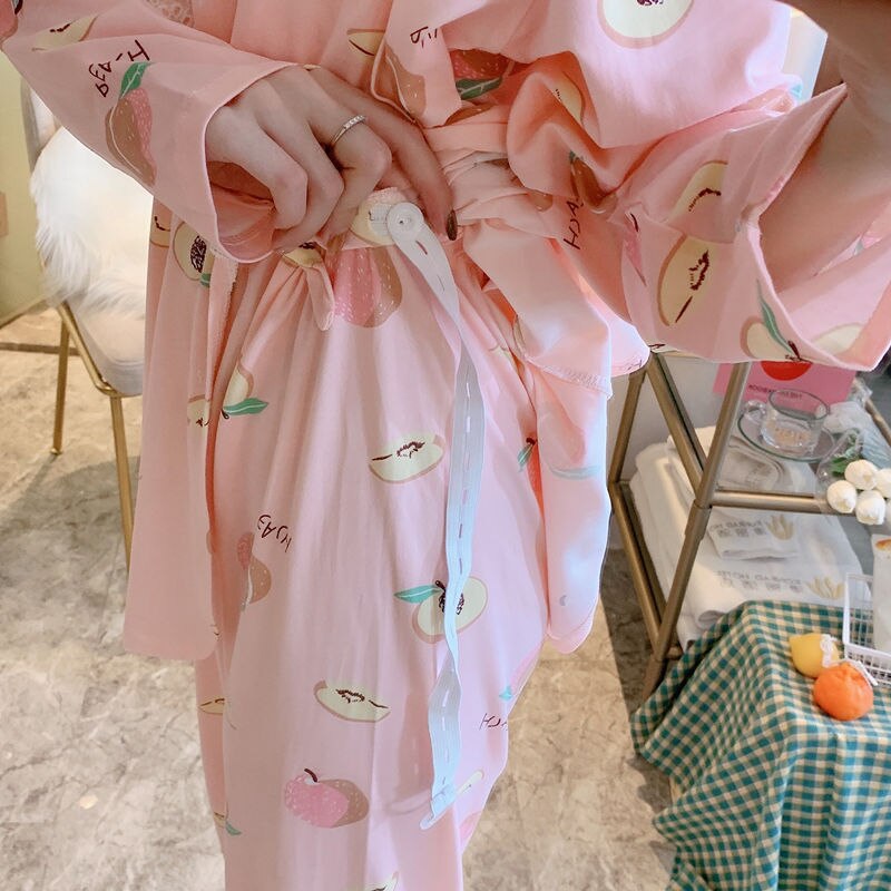 Japón Kimono maternidad set de lactancia materna de Primavera de camisón mujer embarazada 2 Pieecs lactancia pijamas ropa