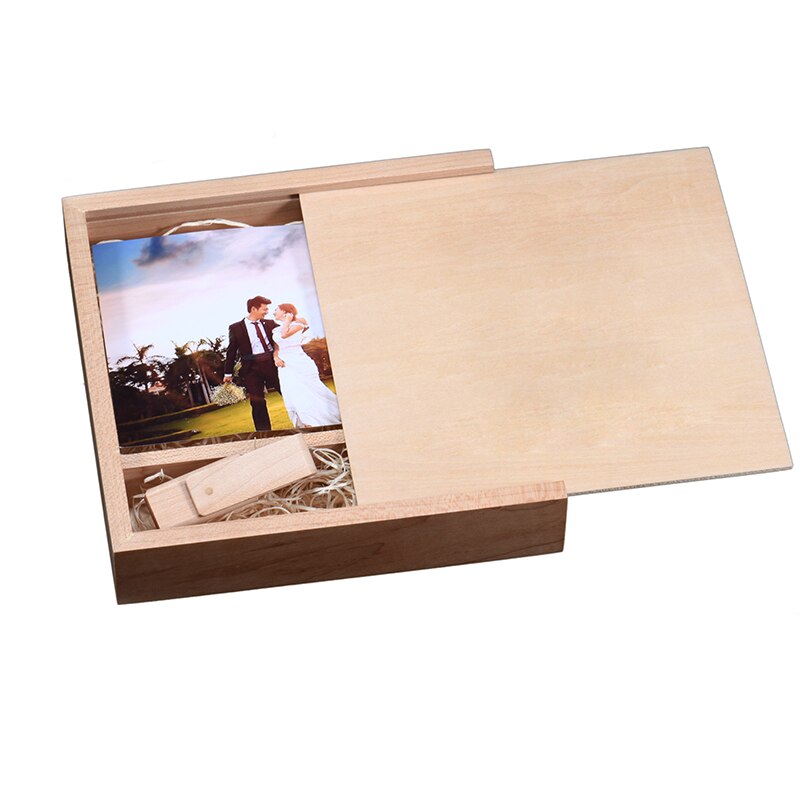 Jaster Maple Houten Squre Foto Doos & Maple Usb 2.0 4 Gb/8 Gb/16 Gb/32 gb/64 Gb Flash-geheugenstick (Custom Logo): 4GB / Maple wood