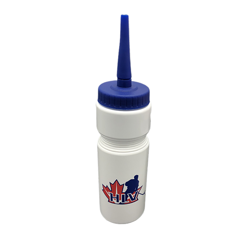 Hockey vandflaske hvid hdpe plast ingen bpa sport ishockey fodbold lacrosse flasker klassisk forlænget spids sportsudstyr: Blå