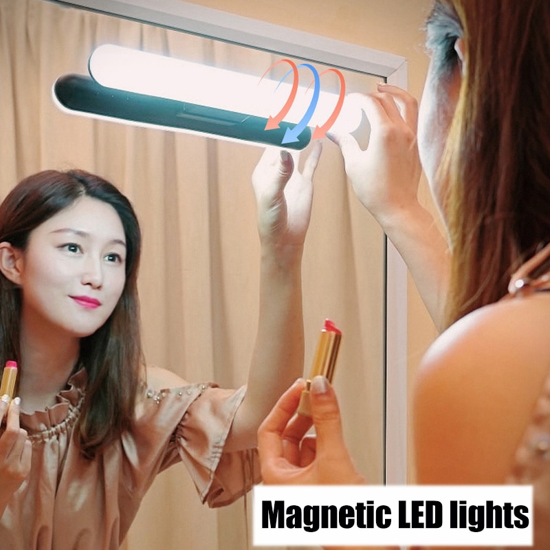 LED machen-hoch Lampe Licht USB Augenschutz Wiederaufladbare Tragbare Hängende Magnetische Lampe berühren Schalter Spiegel Licht Selfie Licht
