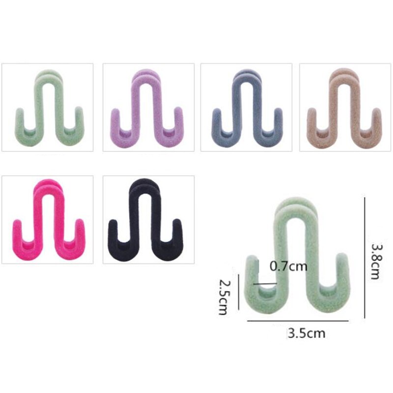 Doreen Box 5PC Plastic Flocking Dual Hook Multifunctional Portable Hooks Clothes Bags Hangers Drying Racks Wardrobe Storage Rack