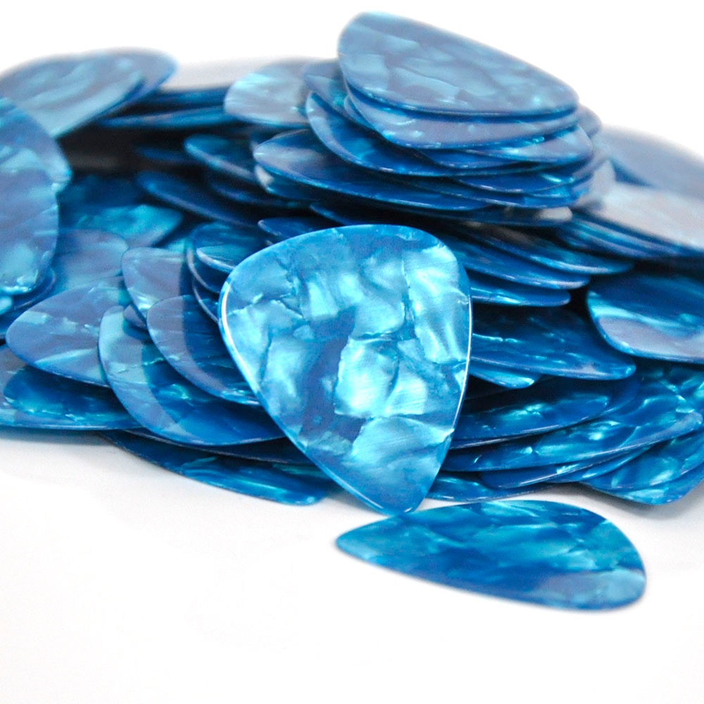 Lots of 50pcs Sky Blue Pearl Medium 0.71mm Celluloid Guitar Picks Plectrums