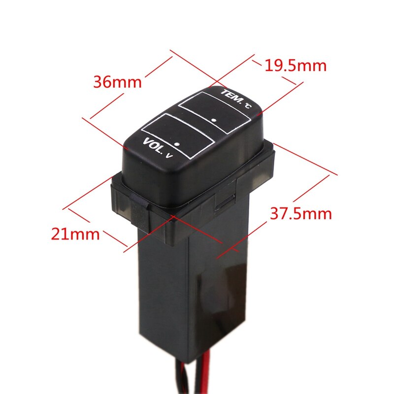 Car Digital Voltmeter Temperature Gauge 2 in 1 Voltage Temp LED Display Meter for Mitsubishi