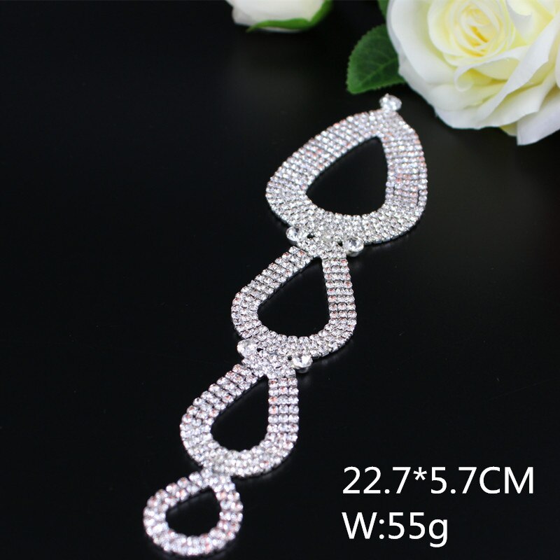 couture sur Bling fleur strass Applique argent cristal Applique soirée robes de mariée bricolage décoration: Tassel applique C