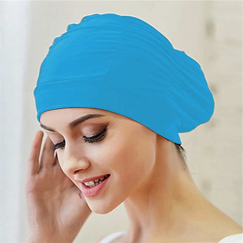 Silicone Waterproof 3D Elastic Swimming Caps For Men Women Long Hair Swimming Hat Cover Ear Bone Pool Adult Swim Cap: Orange