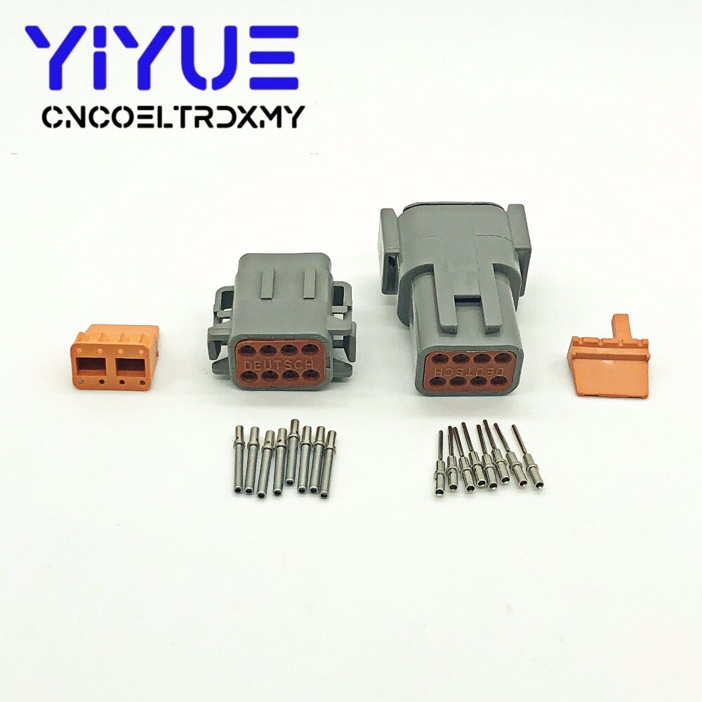 Conector impermeable para automóvil, conector sellado automotriz con clavijas sólidas 16-22awg, 1 juego Deutsch DTM 2-12P macho hembra