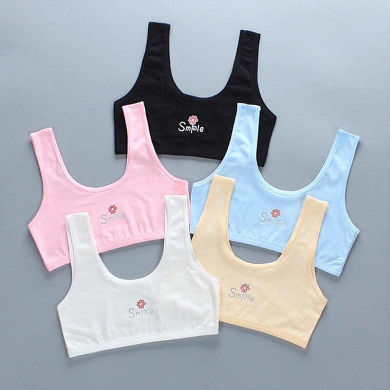 5 pz/lotto ragazze Lingerie adolescenti cotone allenamento reggiseno biancheria intima doppio strato Anti Bump Vest mezze parti superiori vestiti Junior senza coppa Tee