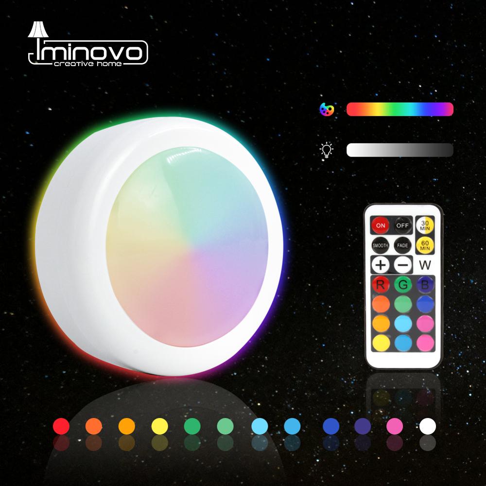 LED Under Cabinet Light RGB 12 Colors Touch Dimmable Night Puck Lamp Stair Hallway Kitchen Cupboard Wardrobe Wireless