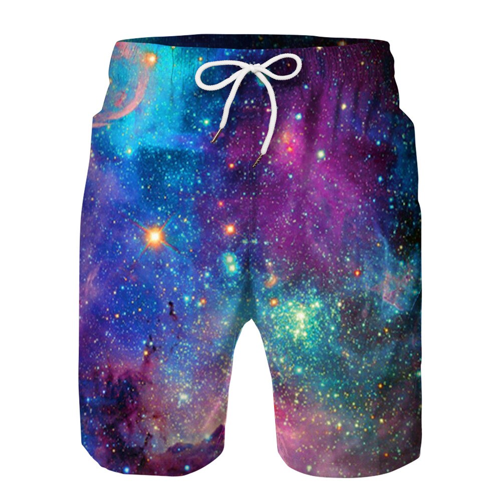 Zomer Mannen Strand Shorts Water Sport Broek Starry 3D Print Galaxy Surfen Shorts Mannelijke Badmode Losse Surf Board Trunks badpak: L