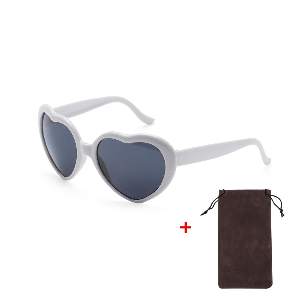 Love Heart Shaped Effects Glasses Watch The Lights Change Love Image Heart Diffraction Glasses At Night Sunglasses: White Set