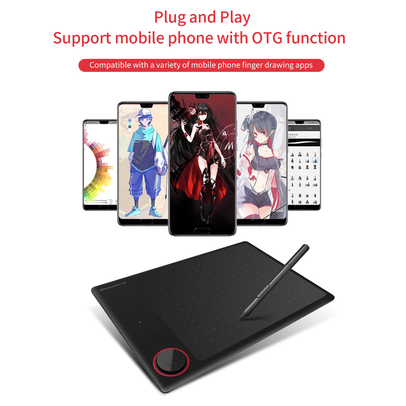 10moons G30 Graphics Drawing Tablet Ultralight Digital Art Creation Sketch 7.2x5.3 Inches for Drawing Designing Teaching Online