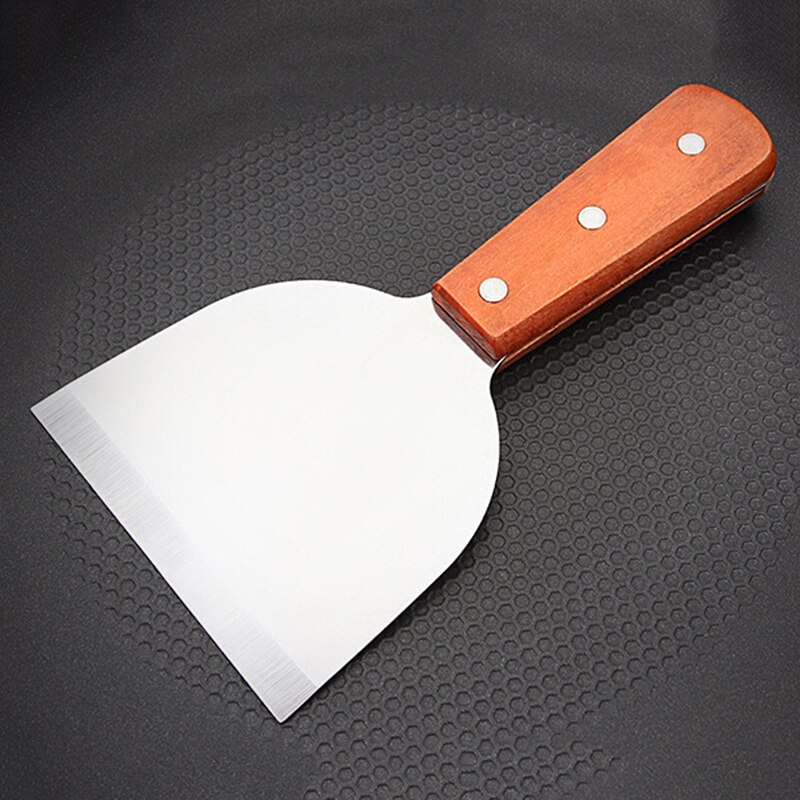 Acier inoxydable crêpe tourneur métal spatule Scoop plat Burger Pizza Grill Flipper manche en bois vaisselle cuisine BBQ outils