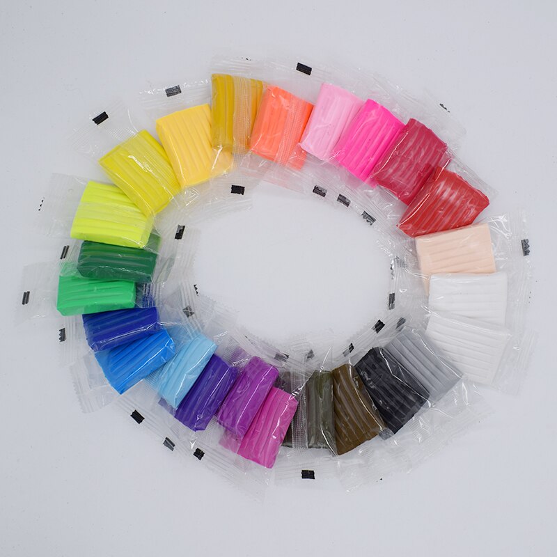 Miljövänlig 24 färg ugn baka lera manualidades sugru mjuk lera polymorf kid diy cadeau luchtbed uv harts lera