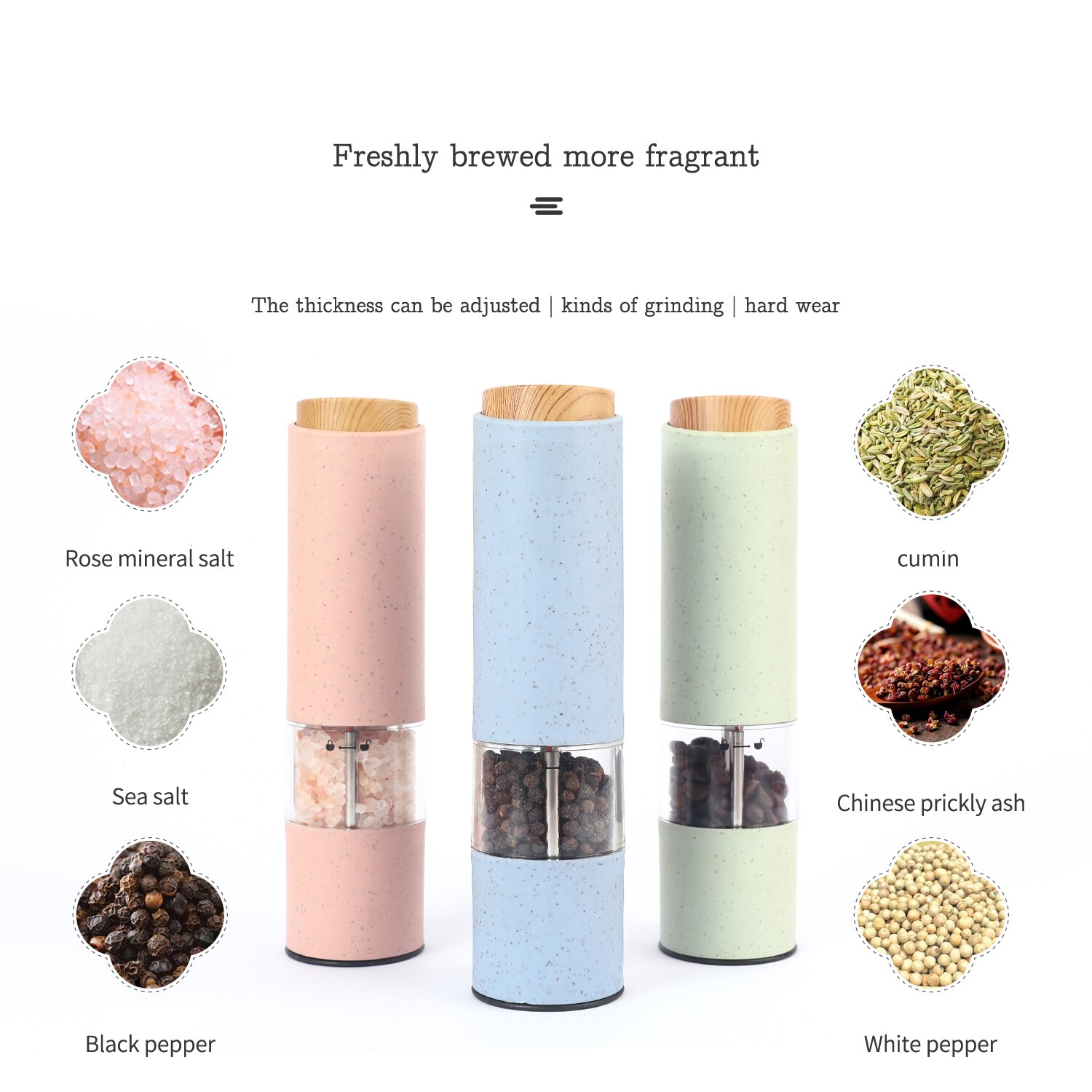 Colorful Manual Automatic Salt And Pepper Grinder Set Ceramic Salt Shaker Grinder Electric Salt Pepper Mill Parts