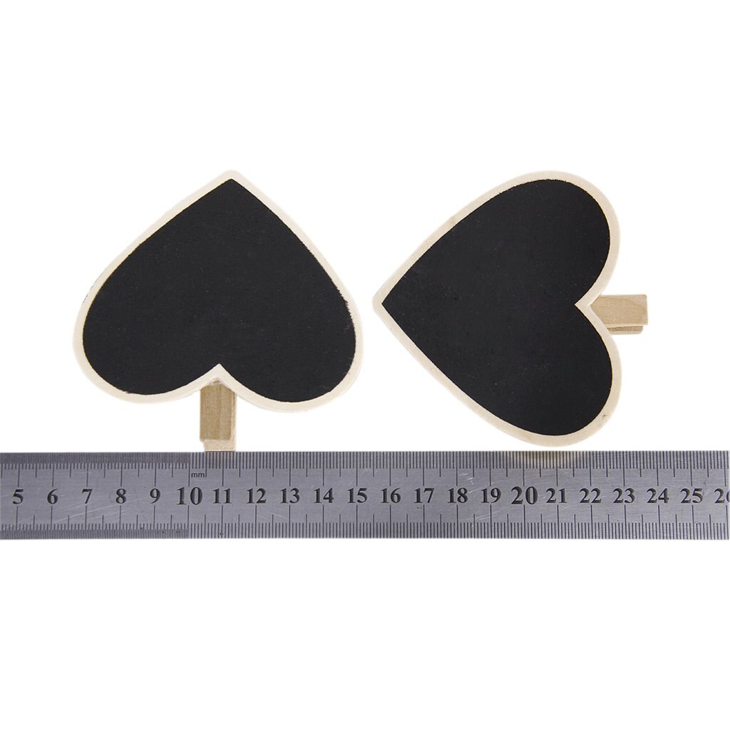 SOSW-8Pcs Heart-Shape Blackboard Wooden Pegs Photo/Note/Paper Clips