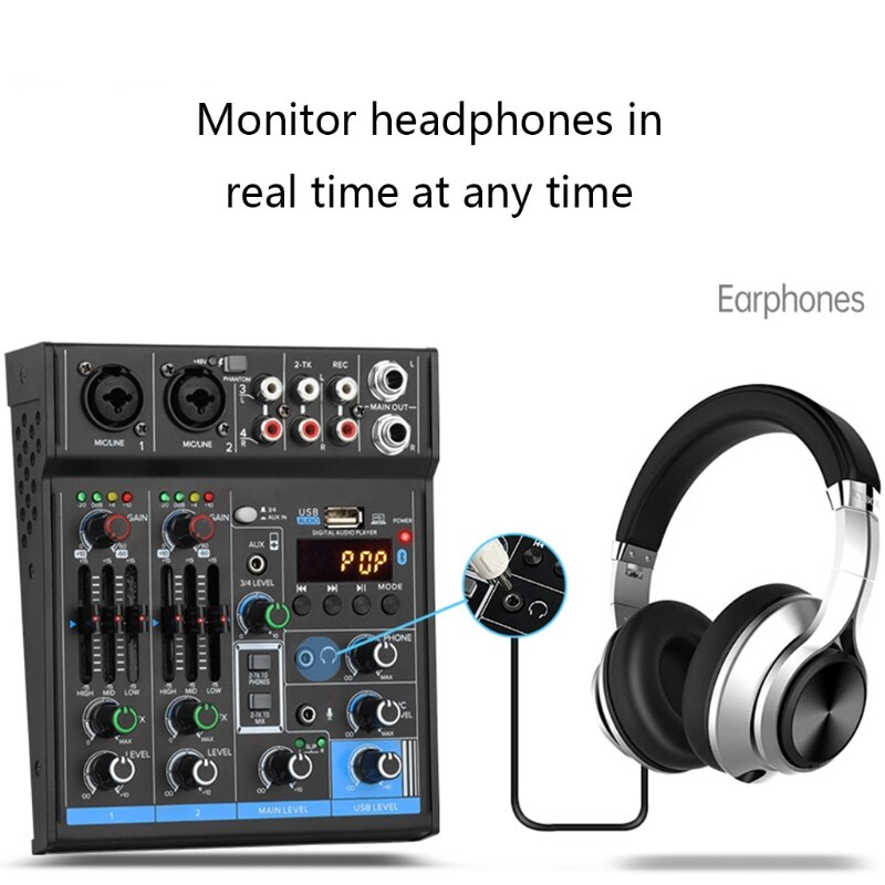 Mini Mixer Digital Portable Sound Mixing Console with Sound Card &amp; Bluetooth Function