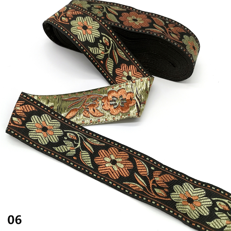 3 Yards Vintage Flower Ethnic Embroidery Lace Ribbon Boho Lace Trim DIY Clothes Bag Accessories Embroidered Fabric