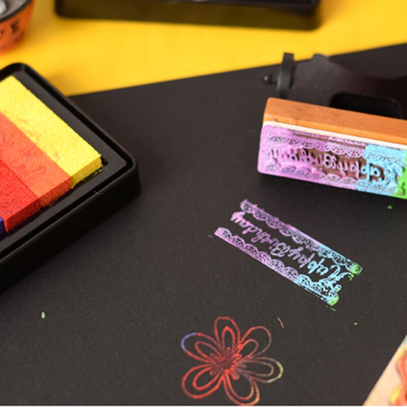 1pc Safety Non-Toxic Ink Pad Rainbow Color Inkpad Rubber Stamp Oil Based for Children's Finger Print DIY Art Kids