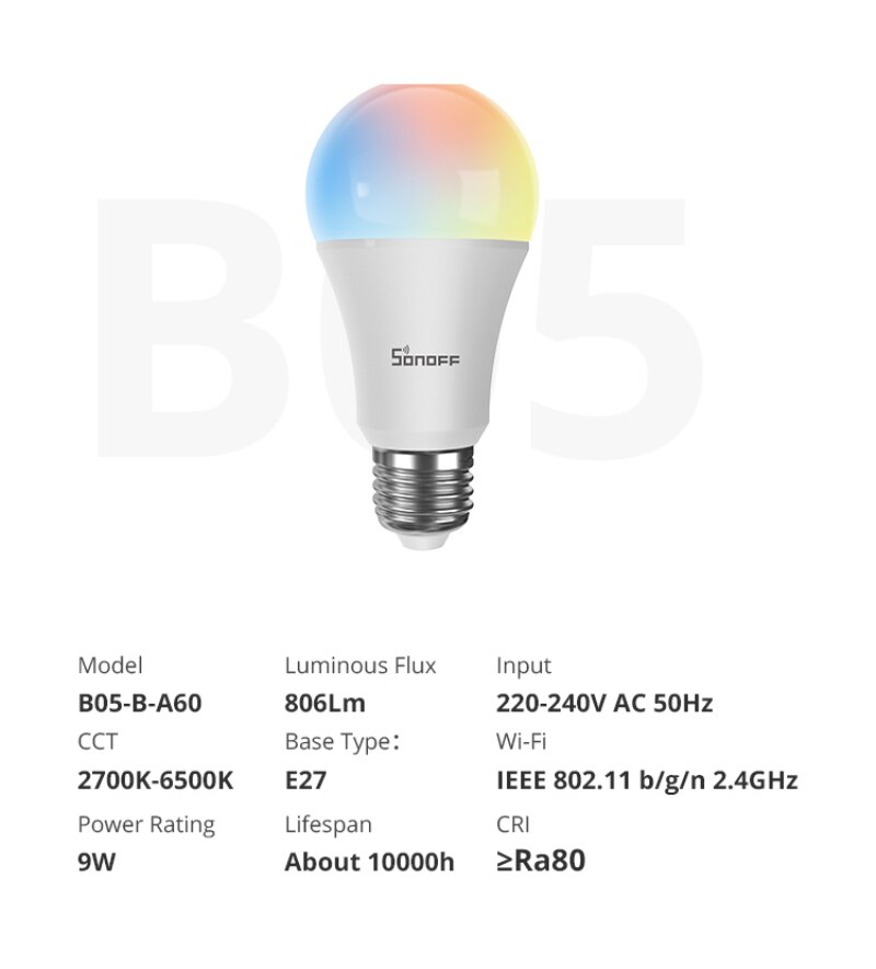 1/2/3/4 pces sonoff wifi inteligente lâmpada led e27 regulável rgb lâmpada de luz 9w lâmpadas ewelink app kits de automação funciona com alexa google
