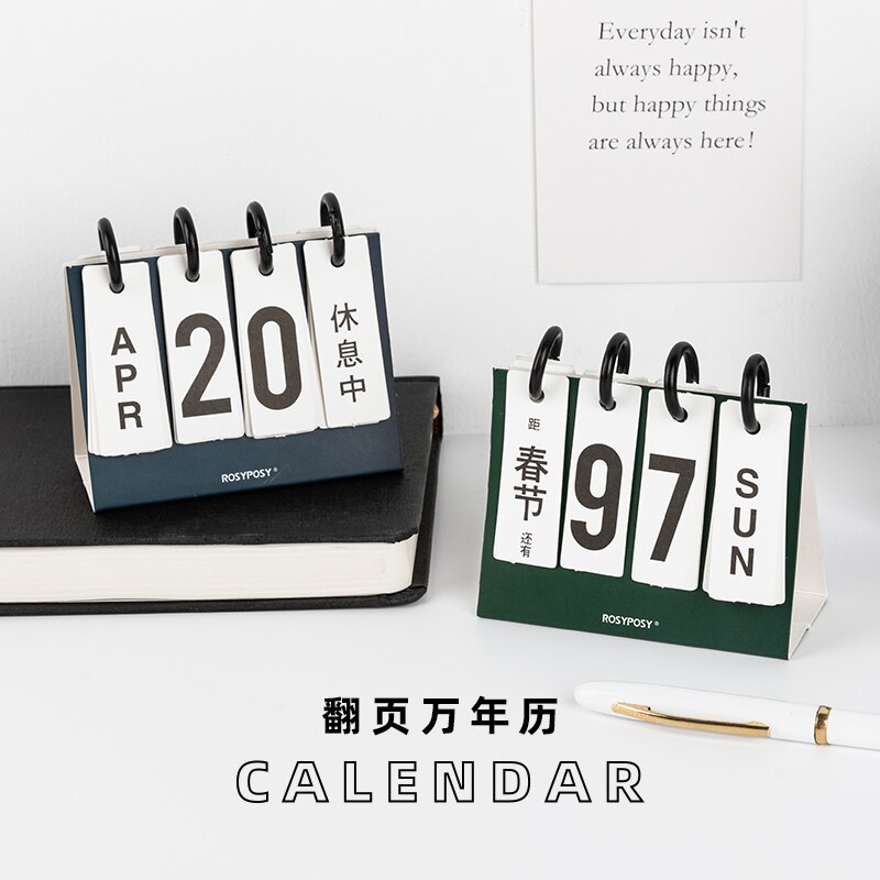 calendar Mini flip perpetual calendar Desk calendar school study Stationery to do list Commemorate Countdown day