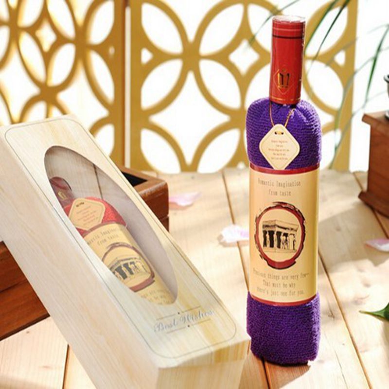 Kreative Rotwein Flasche bilden Handtuch Taschen Opp Einzigen Flasche Wein Kasten Von 100% Baumwolle Handtuch Kuchen