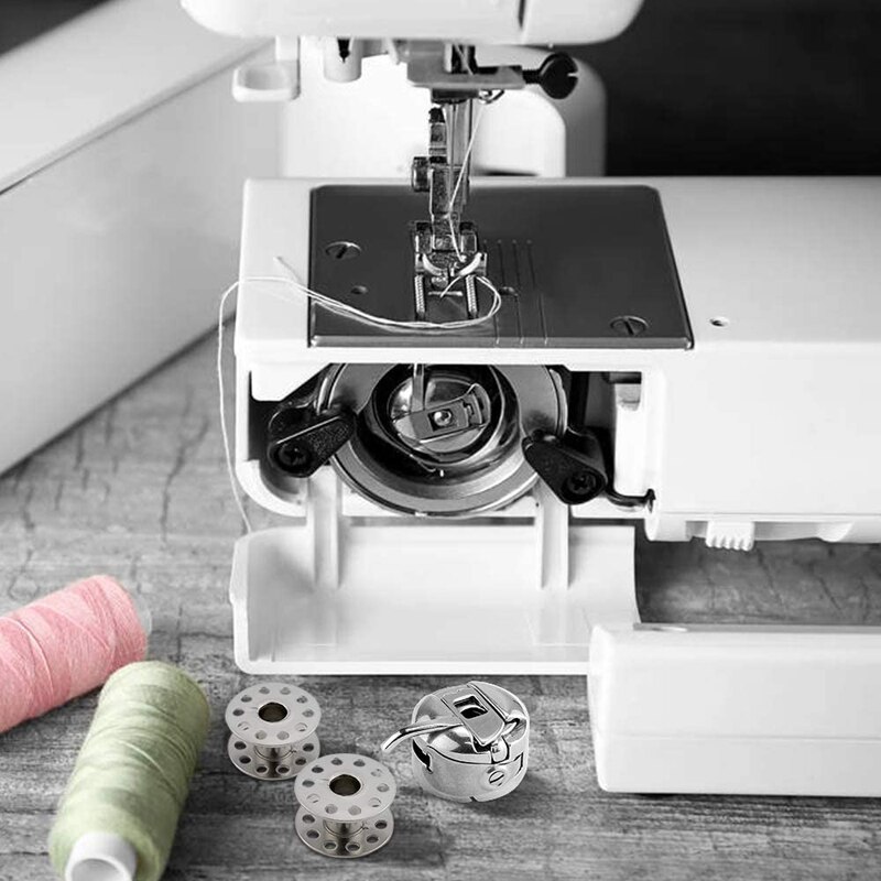 4Pcs Sewing Machine Bobbin Case Bobbin Holder with 28Pcs Metal Bobbins for Brother Janome Singer Kenmore