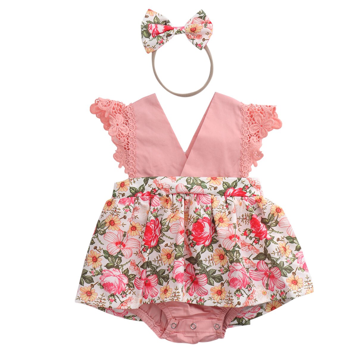 2 stk baby pige kjole sæt spansk stil frilly bows pandebånd trusser