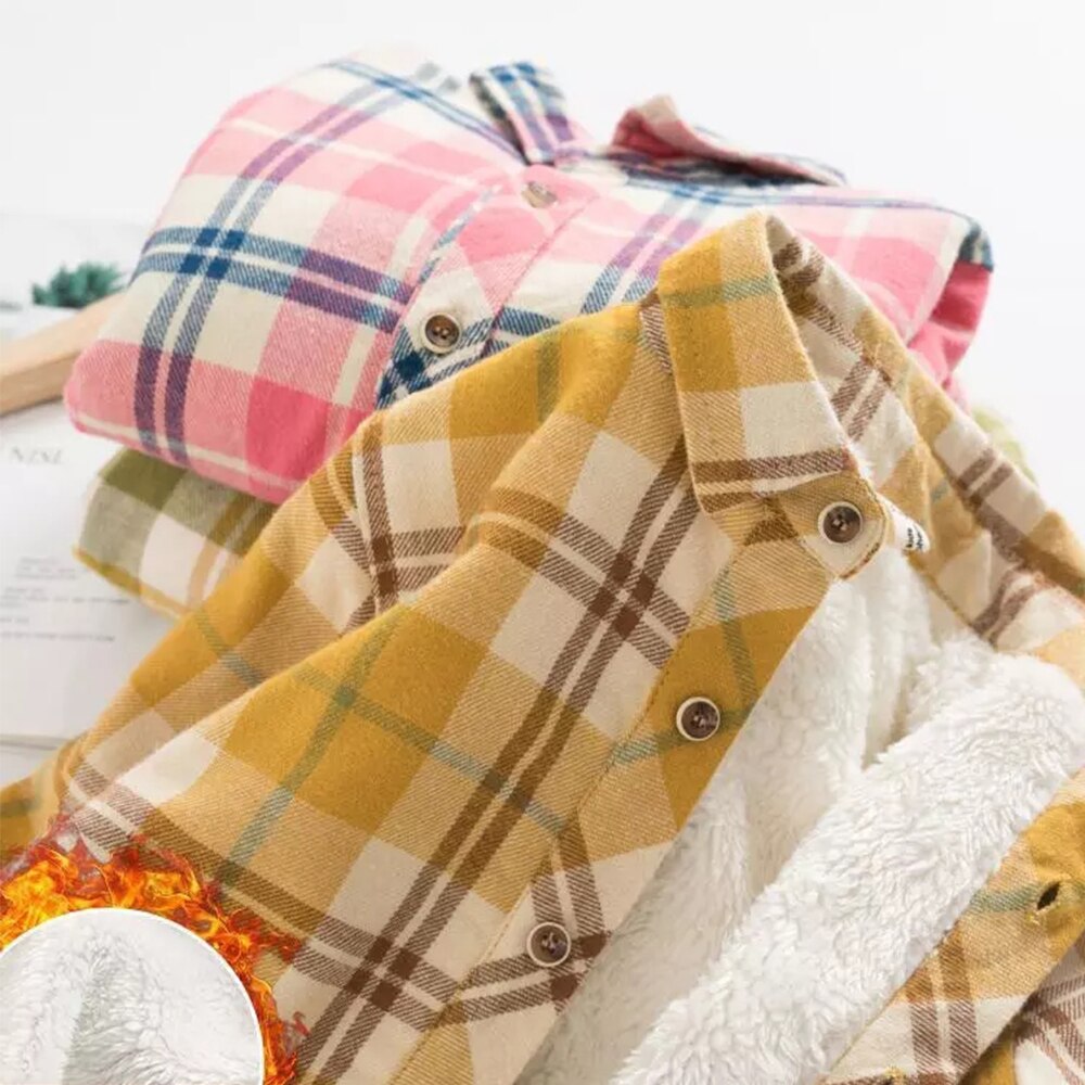 Baby Mädchen Junge Kariertes Hemd Jacke Baumwolle Warme Art Hemd Dicken verlieren Outfit hinzufüGen mehr wolle hemd Winter Baby kleidung 1-6Y
