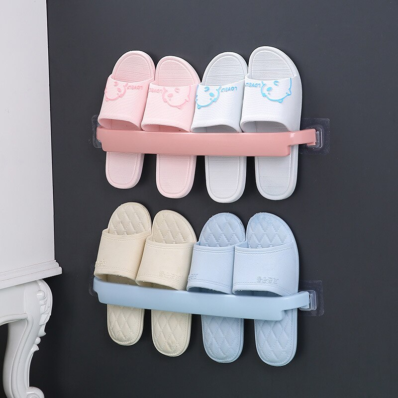 1pcs Towel Bar Free Perforated Bathroom Double Pole Wall Hanging Towel Rack Toilet Single Pole Slippers Bar