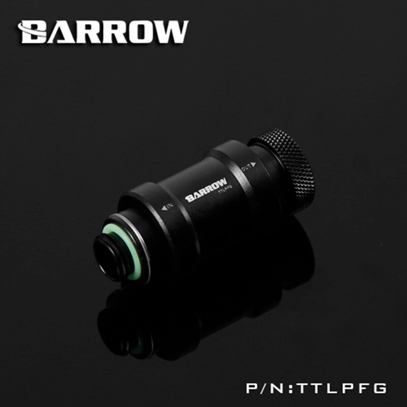 Barrow TTLPFG Flat push type check valve single inner thread part for water cooling computer: black  body black