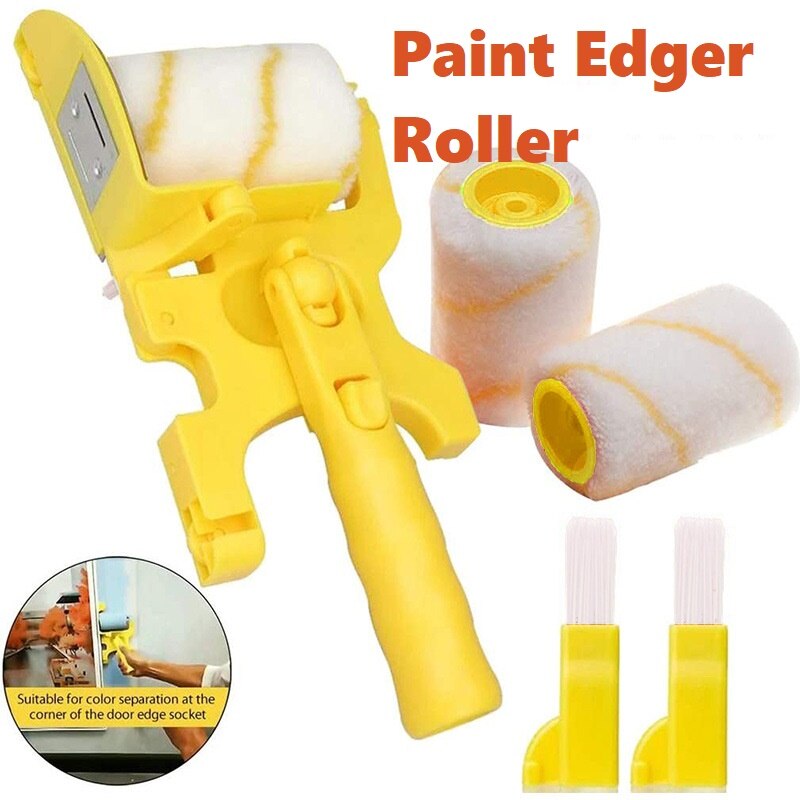 Pole Mountable Paint Edger with Roller and Adjustable Brush, Handheld Paint Edger,Wall Brushing Tool