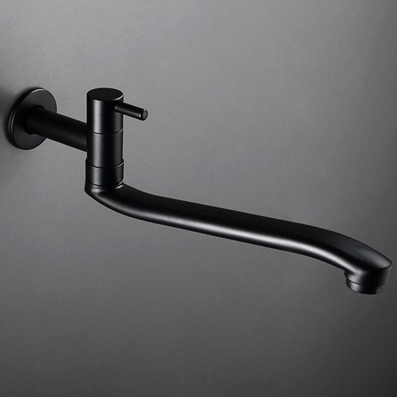 Zwart Enkel Koud Mop Kraan 30Cm/25Cm/15Cm Langer Kraan Uitloop Bad Kraan Wastafel tap