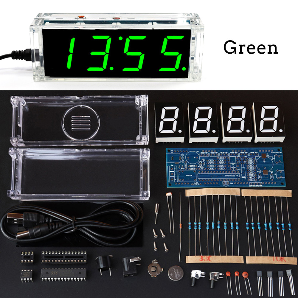 DIY Electronic Kit DIY Clock Kit Digital Tube Display Date Week Temperature Alarm DS1302 Chip Soldering Project Learning: Pink