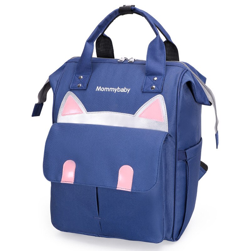 bolsa pañales mochila maternal pañalera LEQUEEN-Bolsa de pañales para bebés, mochila impermeable para mamá, bolsa de maternidad, bolsa de pañales para mantener el calor, cochecito de mamá: Blue cat