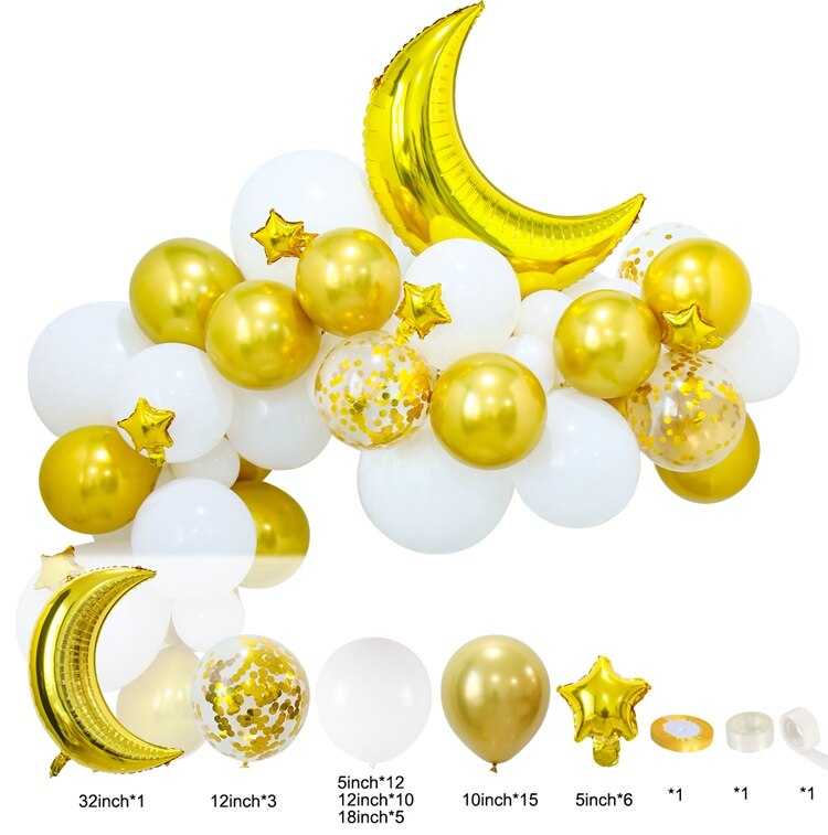 Black Gold EID Mubarak Balloon Garland Arch Kit Banner Ramadan Decoration For Home Birthday Party Decoration Kids Latex Baloon: 4