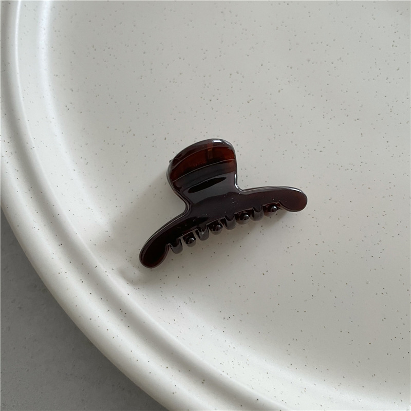Pinza de pelo acrílica de color con textura de gelatina, flequillo lateral rectangular geométrico de tamaño pequeño, Pinza de agarre pequeña, accesorios para el cabello versión coreana: Castaño