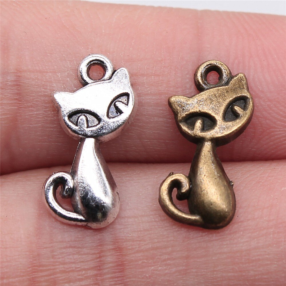 WYSIWYG 20pcs 17x9mm Pendant Cat Cat Charm Pendants For Jewelry Making Antique Silver Color Fox Pendants