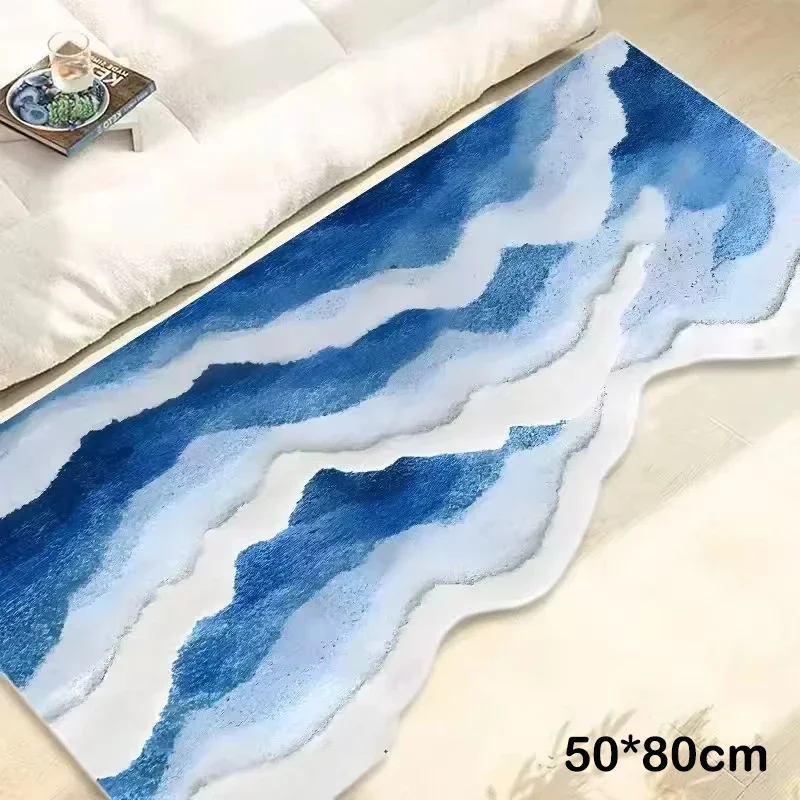 Tapete de banheiro romântico onda oceano peludo ondulado lavável azul tapete de banho 3d microfibra com apoio antiderrapante tapetes de banho: YELLOW