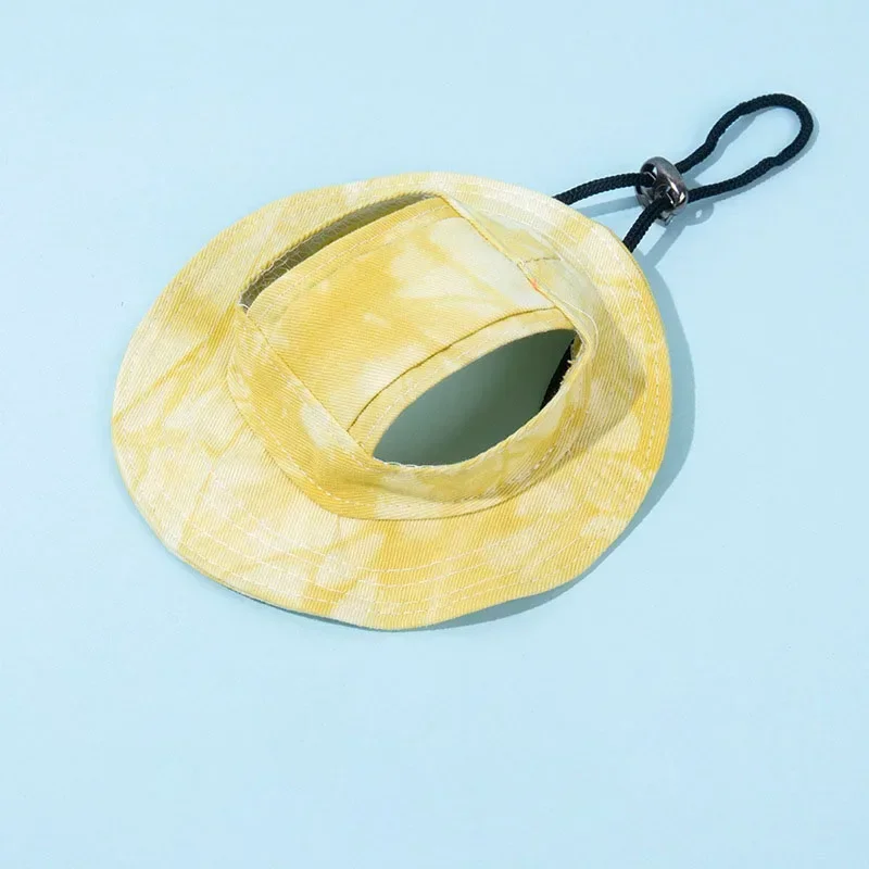 Lille hundekattehatte cowboyhat med ørehuller lille kæledyrs fødselsdagsfest kostume kattehovedbeklædning hvalphund killinghat chihuahua kasket: L / Gul