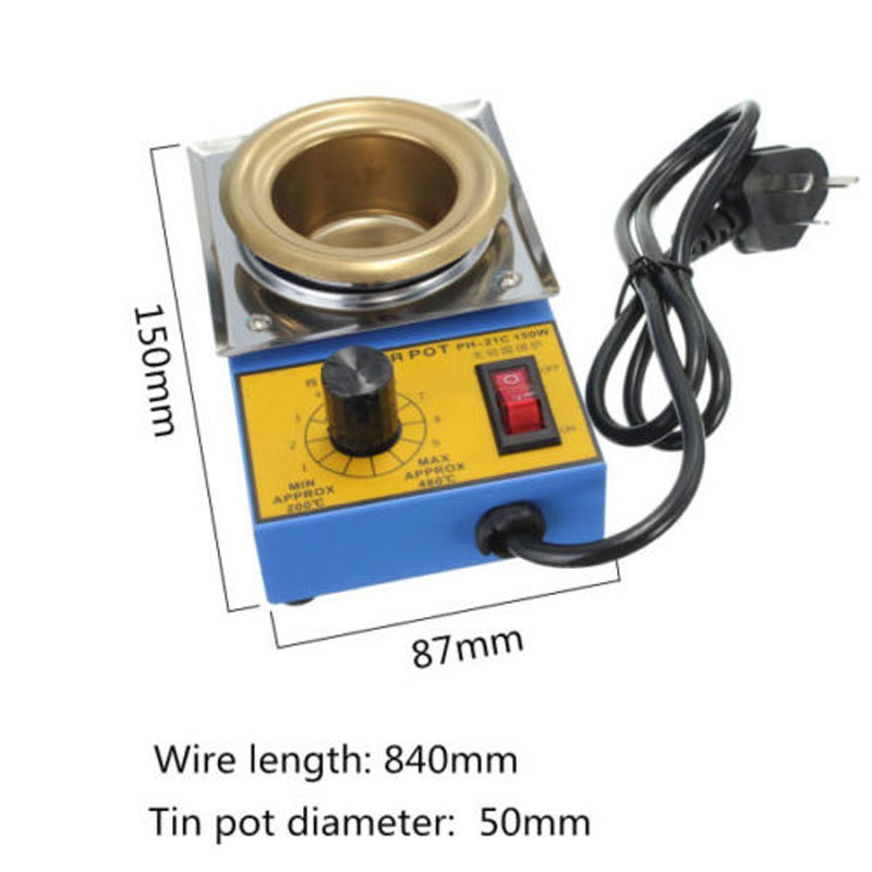 Soldadura por crisol con temperatura controlada, baño desoldado, latas de hojalata para placa de fusión, 50mm, 220V, 150W