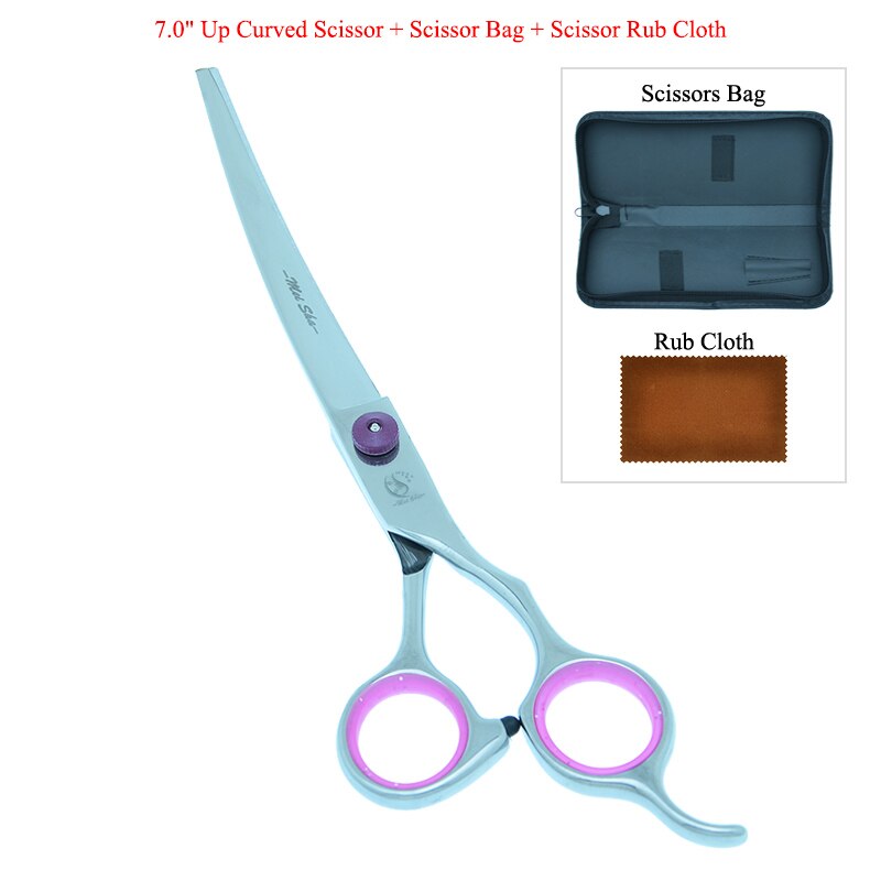 7.0" Stainless Steel Dogs Grooming Scissors Straight Scissor Thinning Shears Up Curved Tesoura Pets Clipper B0007A: B0007A-06-70